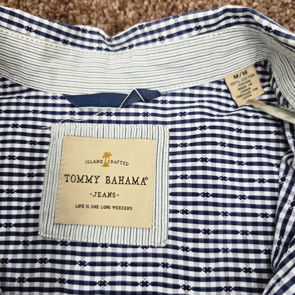 Tommy Bahama Mens Shirt Medium Gingham Button Down Blue LS White Purple - Picture 4 of 12